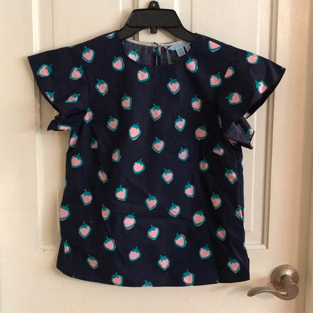 Draper James Cloister Cotton Strawberry Top NWT